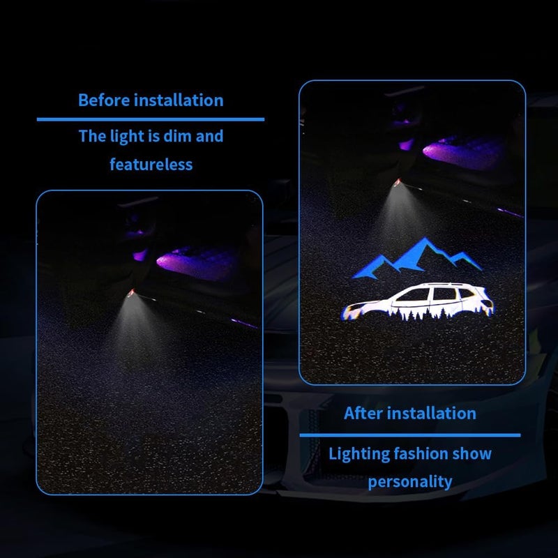 uunonaha 2 pcs Non-Fading LED Car Door Logo Lights Courtesy Projector Laser Welcome Light Ghost Shadow Forester Accessories Puddle lamp Compatible with Forester Outback Accessories (Blue Mountains-HD) - Image 4